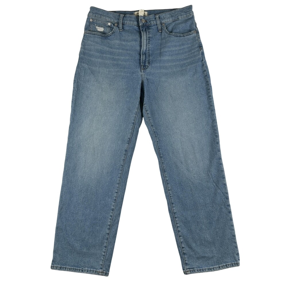 Madewell Perfect Vintage Straight Jeans Womens 31 Light Wash High Rise Stretch